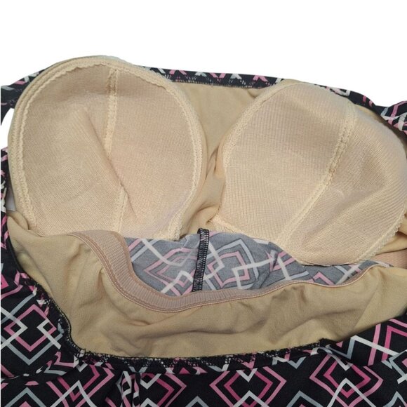 Inches Off Swimsuit atop Tankini Pink Black Rouched Tie Side Womens 18W - Picture 5 of 6